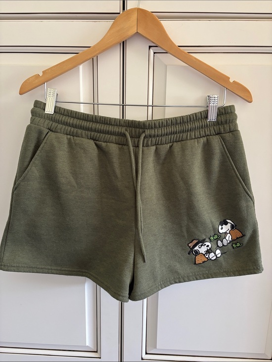 Peanuts Pants - Peanuts Snoopy Camping Outdoors Fleece Lined Lounge Shorts Pockets Women’s Large